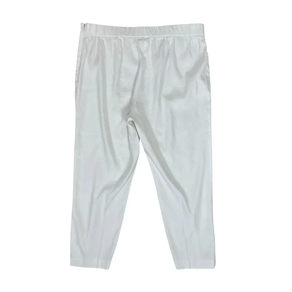 J.Jill Linen Stretch Pull On Cropped Ankle Pant White Sz MP Minimalist Coastal